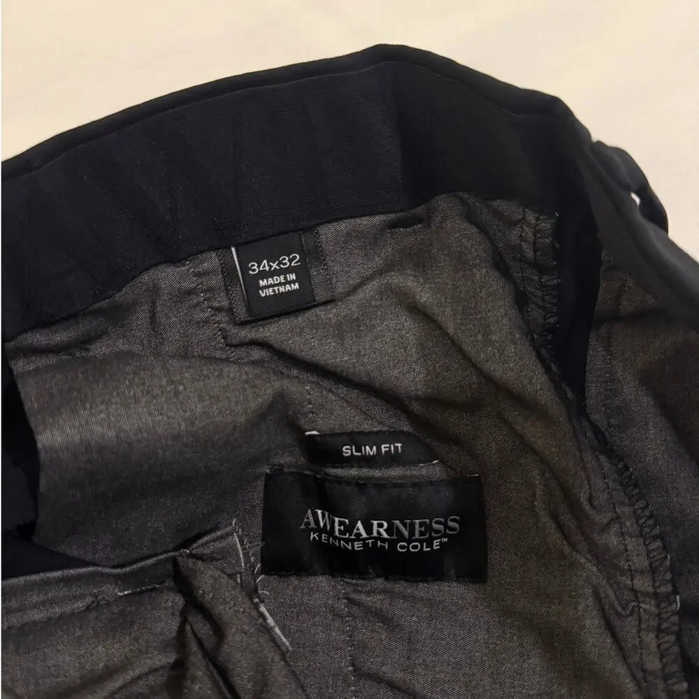 Kenneth Cole 34x32 Black Awearness Mens Dress Pants